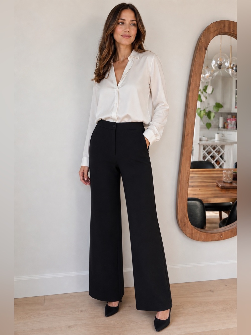 Gerard Darel Black Wide-Leg Dress Pants